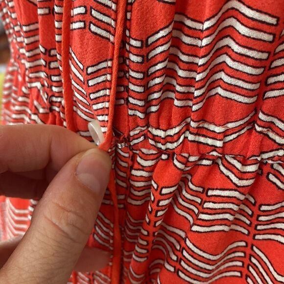 Anthropologie Maeve Red & Cream Veronica Mini Shirtdress Size Small - Picture 6 of 13